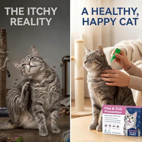 Nice2Cu Topical Flea & Tick Drops For Cats & Kittens Waterproof Monthly 1.5 Lbs
