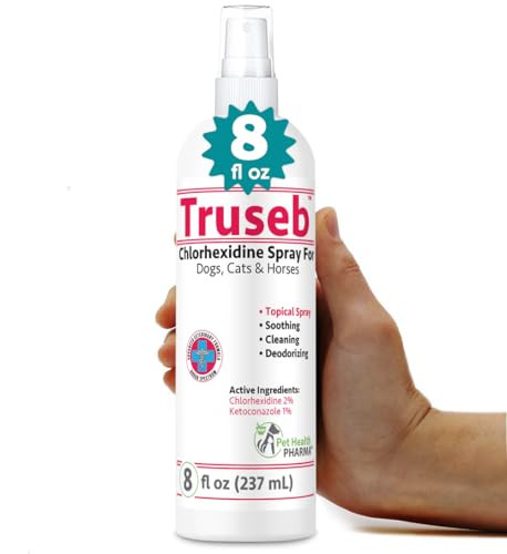Pet Health Pharma Truseb Medicated Chlorhexidine For Dogs Cats Horses Skin Spray With Aloe 8 Oz