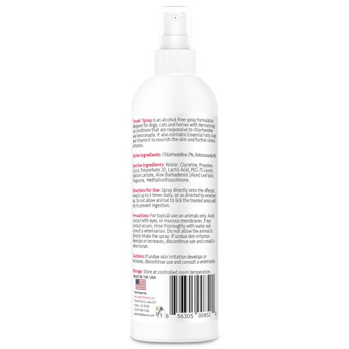 Pet Health Pharma Truseb Medicated Chlorhexidine For Dogs Cats Horses Skin Spray With Aloe 8 Oz