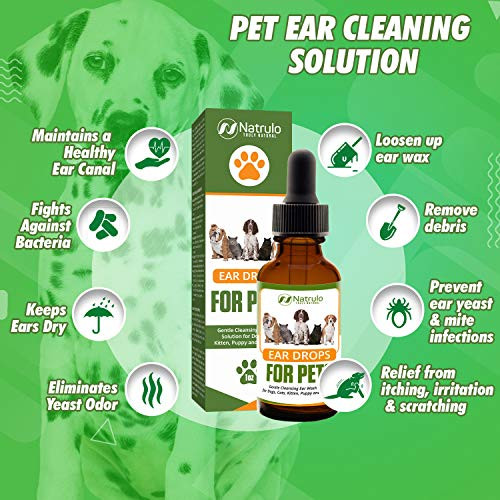 Natrulo Natural Ear Cleaner For Dogs Cats Kitten Puppy