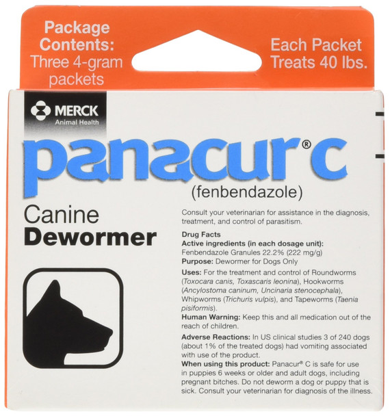 Panacur C Canine Dewormer (Fenbendazole) (Pack Of 1) Red 4 Gram 3 Count