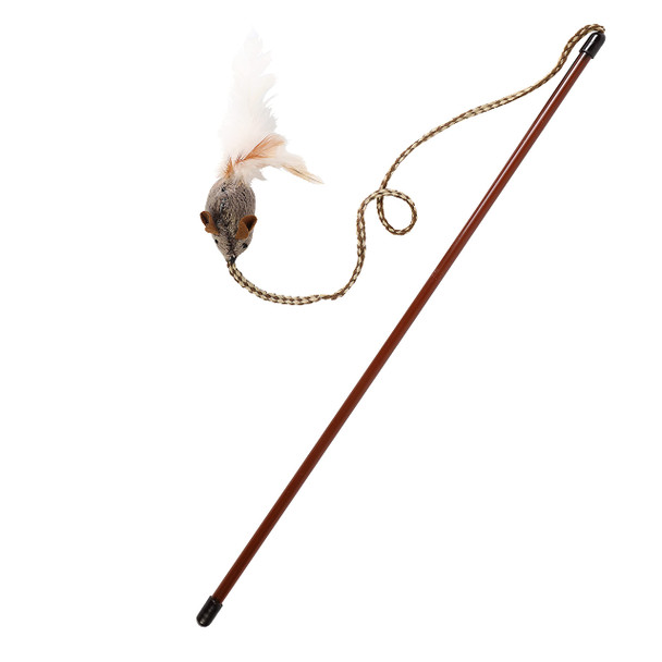 Our Pets Ourpet's PlayNSqueak Teathered & Feathered Play Wand Cat Toy For All