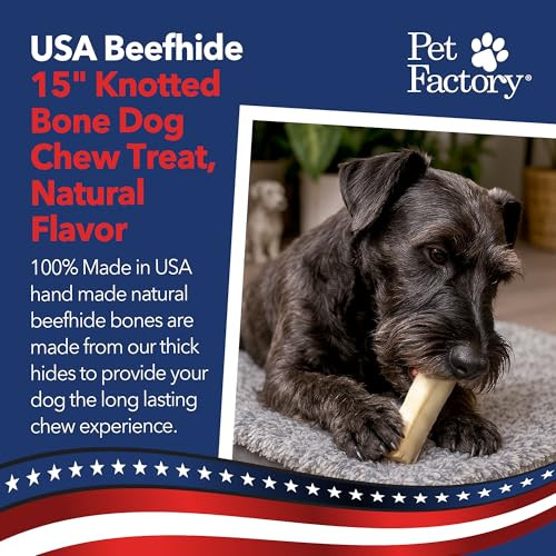 Pet Factory 100% Made In Usa Beefhide 1517" Knotted Bone Dog Chew Treat 1 Count
