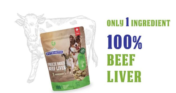 Nutri Bites Freeze Dried Beef Liver Dog & Cat Treats 27 Oz
