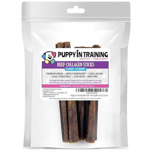 Puppy In Training Beef Collagen Sticks For Dogs Bully Stick And Rawhide Alternative All 5 Ct