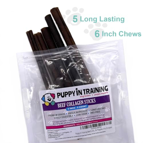 Puppy In Training Beef Collagen Sticks For Dogs Bully Stick And Rawhide Alternative All 5 Ct