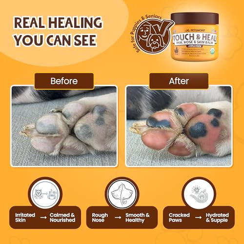 Petsmont Touch & Heal Organic Paw Balm For Dogs Cream Lotion Protection 2Oz