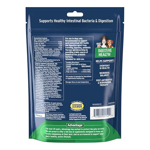 Pet Protect Digestive Health Supplement With Probiotics For Dogs VetFormulated Lactoquil ChickenFlavored Soft 60 Count