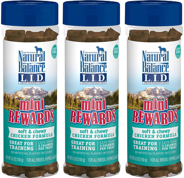 Natural Balance Limited Ingredient Diets Mini Rewards Soft And Chewy Dog Treats (Chicken 5.3Ounces 3 Pack