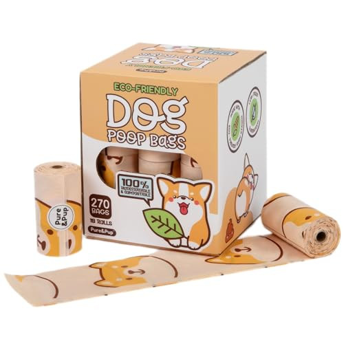 Pure & Pup 100% Home Compostable Dog Poop Bags Plant Based Corn Starch 270 Count