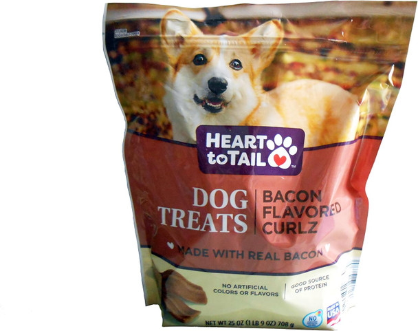 Shep Heart to Tail Dog Treats Bacon Flavored Curlz 25 oz