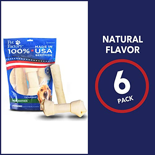Pet Factory 100% Made In Usa Beefhide 89" Assorted (Bones & Rolls) Dog 6 Count