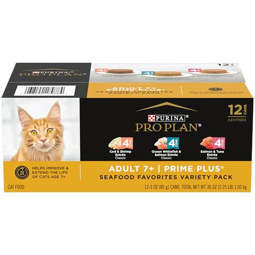 Purina Pro Plan Grain Senior Wet Cat Food Variety Pack Pate Senior Seafood 3 Oz Variety Pack
