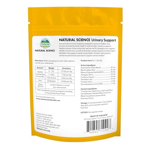 Oxbow Natural Science Urinary Support Urinary Supplement For Rabbit & Guinea Pig 4.2 Oz