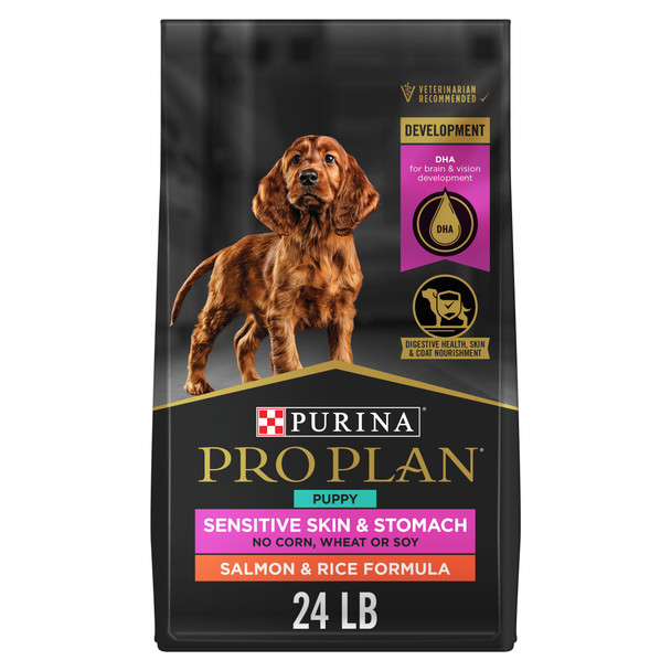 Purina Pro Plan Sensitive Skin And Stomach Dog Food Puppy Salmon And Rice Formula 24 Lb