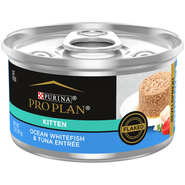 Purina Pro Plan Wet Kitten Food Flaked Ocean Whitefish And Tuna Entree (Pack Of 3 Oz Pack Of 24