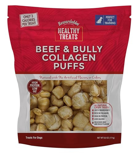 Rewardables Beef & Bully Collagen Puff Treats For Dogs For Rewarding And 6 Oz