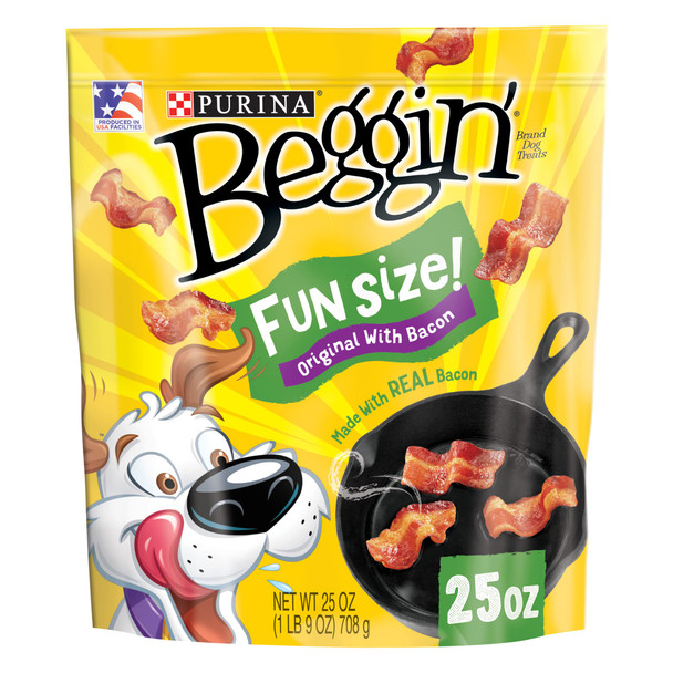 Purina Beggin' With Real Meat Dog Treats Fun Size Original With Bacon Flavor 25 Oz