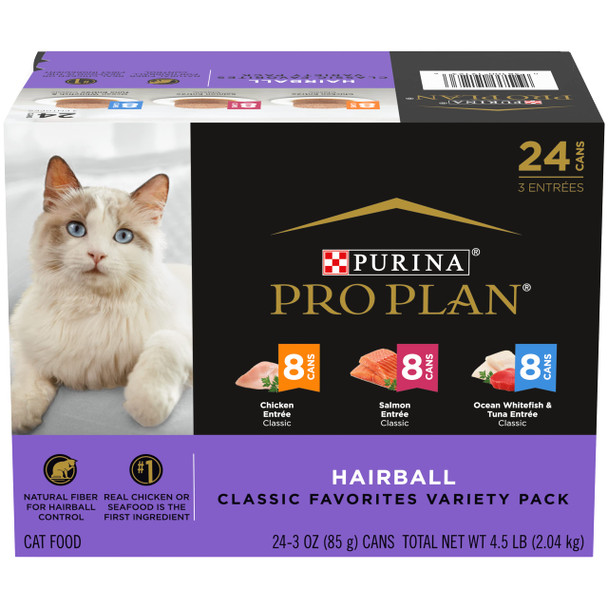Purina Pro Plan Hairball Control Cat Food Wet Cat Food Variety Pack Hairball Control 3 Oz Variety Pack