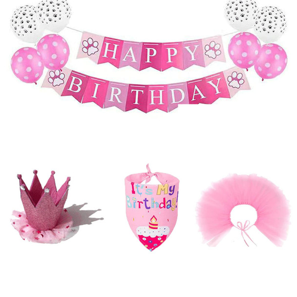 Petank Dog Birthday Party DecorationsPet Birthday Party Supplies With Cute Pink Tutu