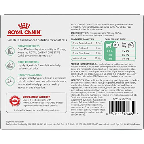 Royal Canin Feline Care Nutrition Digestive Care Adult Thin Slices In Gravy Cat 3 Oz Pack Of 6