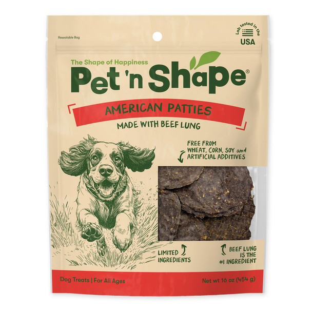 Pet 'n Shape All American Beef Lung Patties Dog Treats 1Lb