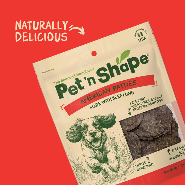 Pet 'n Shape All American Beef Lung Patties Dog Treats 1Lb