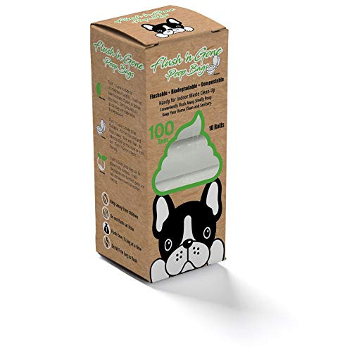 Petbro Flush 'n Gone Poop Bag 10 Rolls Biodegradable Compostable Flushable Poop 100 Bags