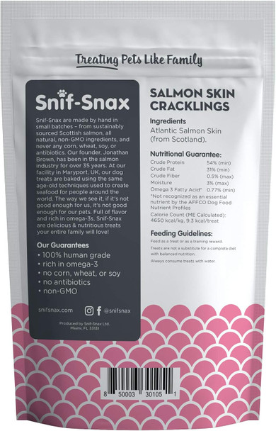 Snif-Snax Human Grade Dog Treats - All-Natural Salmon Skin Cracklings, 1.5oz