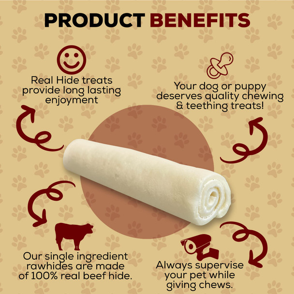 Real Hide All Natural Dog Chew Treats Premium Rawhide Rolls Long Lasting Grass 16 Count 56 Inch