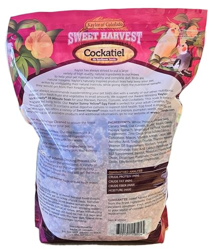 Sweet Harvest Cockatiel Bird Food (No Sunflower Seeds) Bag Seed Mix For Cockatiels 4 Lbs