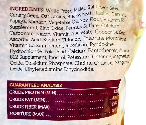 Sweet Harvest Cockatiel Bird Food (No Sunflower Seeds) Bag Seed Mix For Cockatiels 4 Lbs