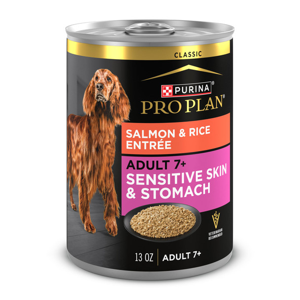 Purina Pro Plan Senior Wet Dog Food For Sensitive Stomach With Salmon And Rice 13 Oz Pack Of 12