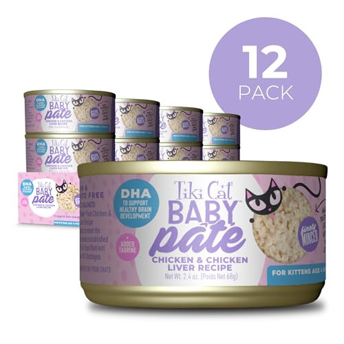 Tiki Pets Cat Baby Pate Wet Cat Food For Kittens Chicken & Chicken 2.4 Oz Pack Of 12