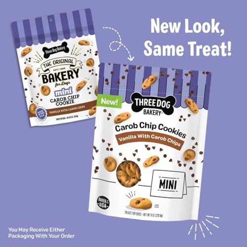 Three Dog Bakery Mini Carob Chip Cookies For Dogs Crunchy Dog Treats With Real 8 Oz
