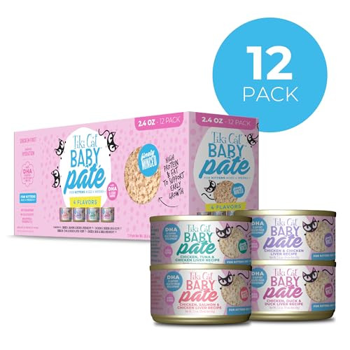 Tiki Pets Cat Baby Pate Wet Cat Food For Kittens Variety Pack 2.4 Oz 12 Count
