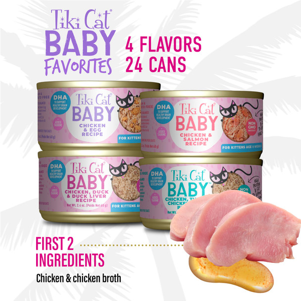 Tiki Pets Cat Baby Whole Foods Wet Cat Food For Kittens Mega Pack 2.4 Oz 24 Count