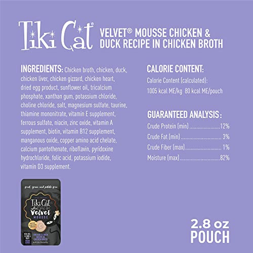 Tiki Pets Cat After Dark Velvet Mousse Chicken & Duck . Pouch (Pack 2.8 Oz Pack Of 12