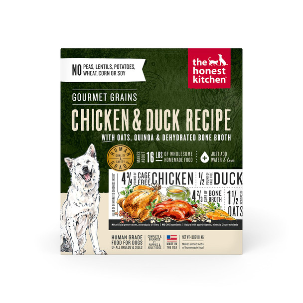 The Honest Kitchen Human Grade Dehydrated Dog Food Gourmet Grains Dog Food Chicken & 4 Lb