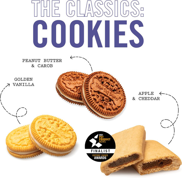Three Dog Bakery Classic Cookies Variety Pack Premium Treats for Dogs, Carob/Peanut Butter, Golden/Vanilla, & Double Reward, 36 Ounces, (Pack of 3)