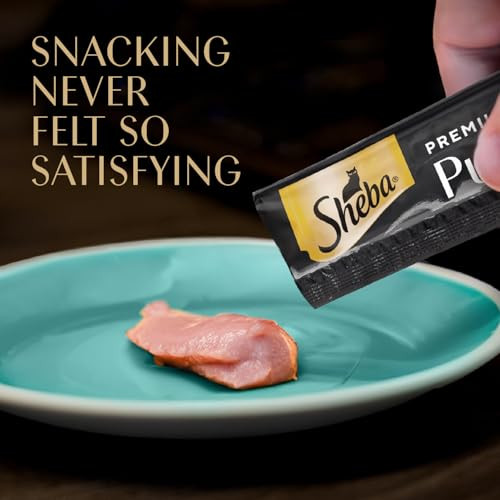 Sheba Premium Puree Cat Treats Lickable Roasted Chicken Flavor Smoked Salmon Flavor 0.49 Oz 24 Count