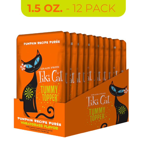 Tiki Pets Cat Tummy Topper Pumpkin Recipe Puree Formulated To Support Healthy Digestion 1.5 Oz 12 Count