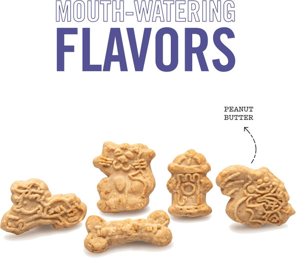 Three Dog Bakery Crunchy Classic Animal Crackers, Peanut Butter Flavor, Premium Treats for Dogs, brown, 13 oz