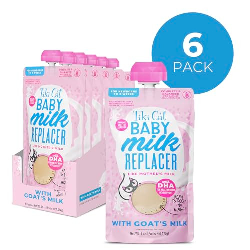 Tiki Pets Cat Baby Milk Replacer Goat Milk . Spout Pouch 6 Oz 6 Count