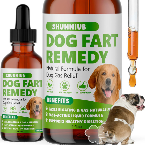Shunniub Dog Fart Remedy Dog Gas Relief Drops To Help With Bloating 1 Fl Oz