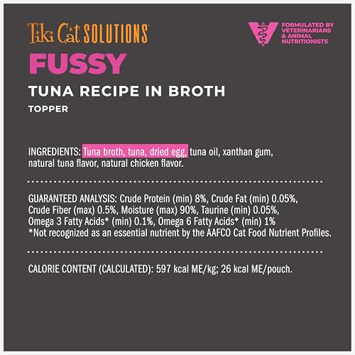 Tiki Pets Cat Solutions Topper Fussy Tuna Recipe In Broth . Pouch 1.5 Oz 12 Count