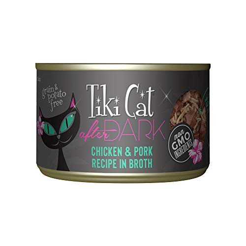 Tiki Pets Cat After Dark Wet Cat Food Chicken & Pork . Cans 5.5 Oz 8 Count