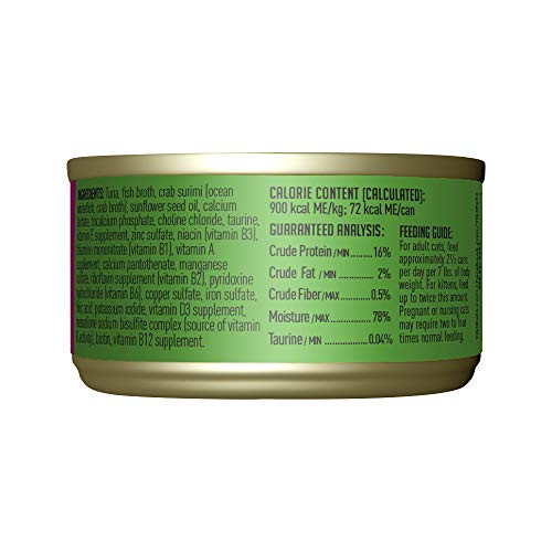 Tiki Pets Cat Grill Wet Cat Food Tuna & Crab Surimi . Cans 2.8 Oz 12 Count
