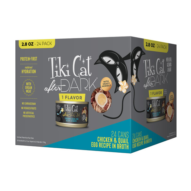 Tiki Pets Cat After Dark Chicken & Quail Egg In Broth HighProtein And 2.8 Oz Pack Of 24