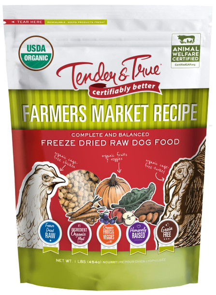 Tender & True Pet Nutrition Farmers Market Recipe Freeze Dry Raw Dog Food 1 Lb